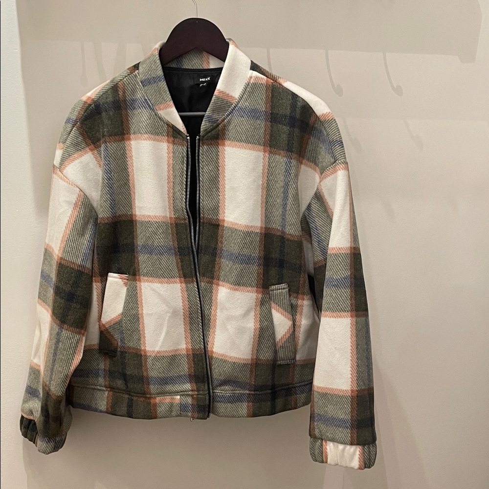 Mexx Plaid Bomber Jacket - Green, White, and Brown